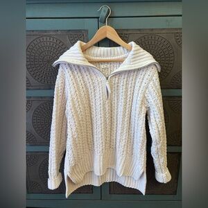 Aerie Cable Car Quarter Zip Sweater